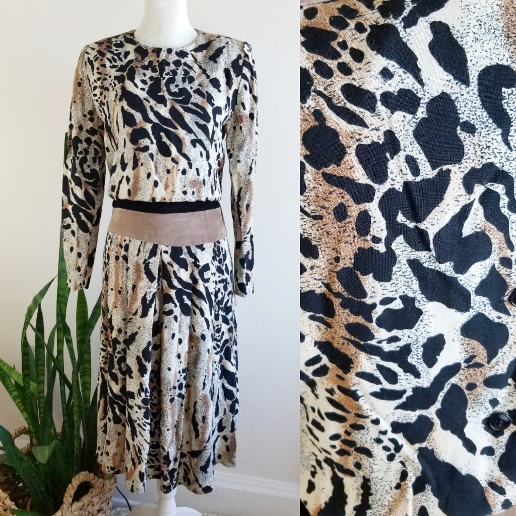 Vtg 80s Et Al Ronnie Rosado Print Dress